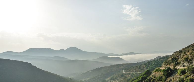 View over layered mountain